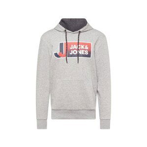 JACK & JONES Mikina  námornícka modrá / svetlosivá / pastelovo červená