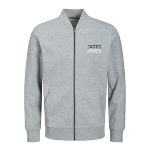 JACK & JONES Tepláková bunda 'Atlas'  sivá melírovaná / čierna / biela