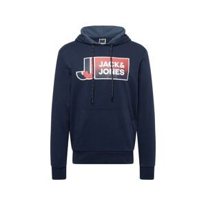 JACK & JONES Mikina 'LOGAN'  námornícka modrá / pastelovo červená / biela