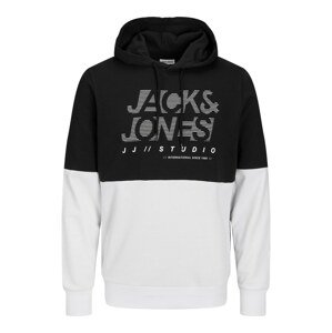 JACK & JONES Mikina 'MARCO'  čierna / prírodná biela