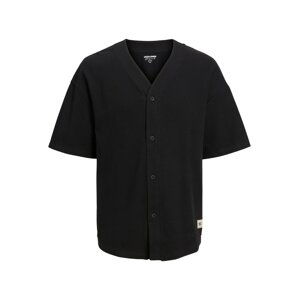 JACK & JONES Kardigán 'Team Baseball'  čierna / biela