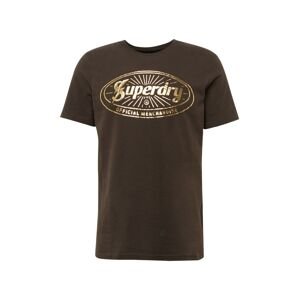 Superdry Tričko  mokka / zlatá