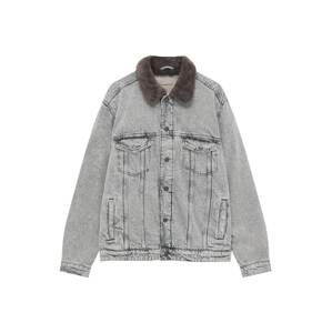 Pull&Bear Prechodná bunda  tmavohnedá / sivý denim