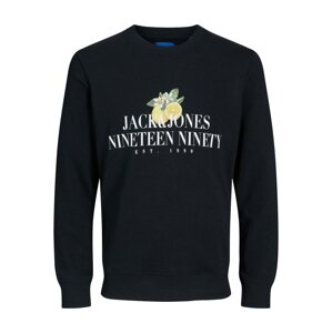 JACK & JONES Mikina 'Flores'  žltá / zelená / čierna / biela