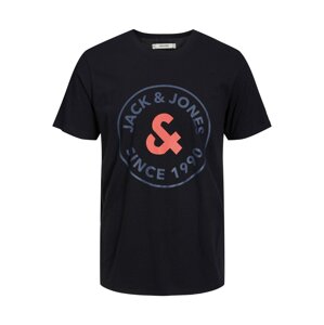 JACK & JONES Tričko 'Shirt 'ARON'  námornícka modrá / melónová / čierna