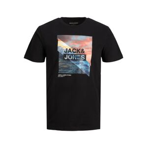 JACK & JONES Tričko 'Tresor'  modrá / pastelovo žltá / lososová / čierna