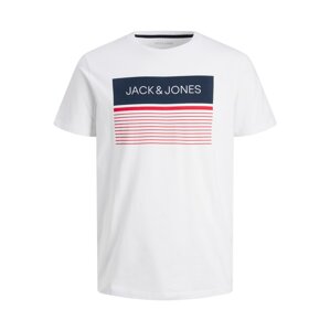 JACK & JONES Tričko 'TRAVIS'  tmavomodrá / červená / šedobiela