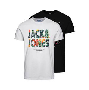 JACK & JONES Tričko 'BOOSTER'  zelená / oranžová / čierna / biela