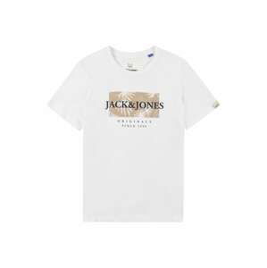 Jack & Jones Junior Tričko 'CRAYON'  žltohnedá / námornícka modrá / biela