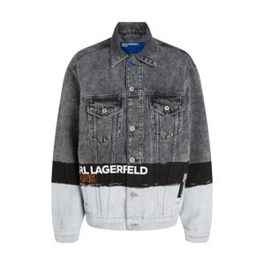 KARL LAGERFELD JEANS Prechodná bunda  sivý denim / oranžová / čierna / biela