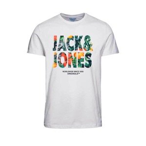 JACK & JONES Tričko 'BOOSTER'  tmavozelená / oranžová / tmavooranžová / biela