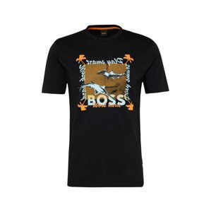 BOSS Orange Tričko  svetlomodrá / sépiová / oranžová / čierna