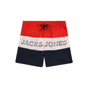 Jack & Jones Junior Plavecké šortky 'Fiji'  tmavomodrá / ohnivo červená / biela