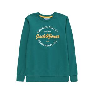 Jack & Jones Junior Mikina 'Andy'  žltá / tmavozelená / šedobiela