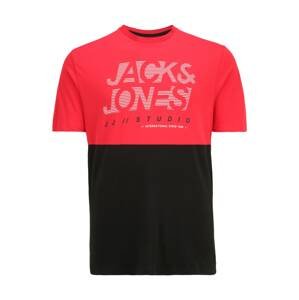 Jack & Jones Plus Tričko 'MARCO'  červená / čierna / biela