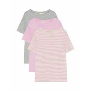 Pull&Bear Tričko  sivá melírovaná / ružová / šedobiela