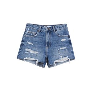 Bershka Džínsy  modrá denim / biela