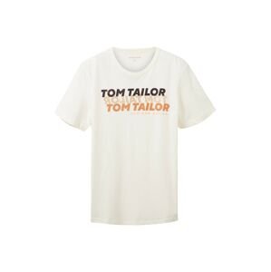 TOM TAILOR Tričko  piesková / oranžová / čierna / šedobiela