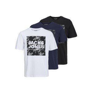 JACK & JONES Tričko 'Loky'  tmavomodrá / čierna / biela