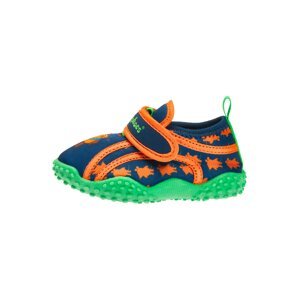 PLAYSHOES Plážové / kúpacie topánky 'Pirat'  námornícka modrá / jablková / oranžová