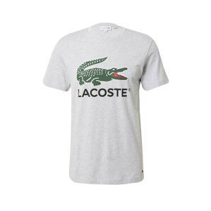 LACOSTE Tričko  sivá melírovaná / zelená / červená / čierna