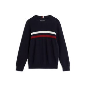 TOMMY HILFIGER Sveter  tmavomodrá / burgundská / biela