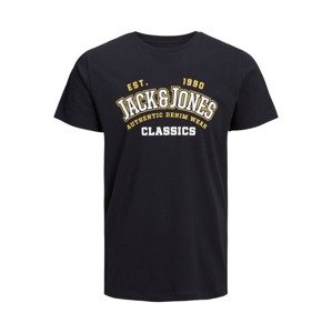 Jack & Jones Plus Tričko  tmavomodrá / žltá / biela