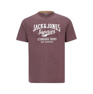 Jack & Jones Plus Tričko  vínovo červená / biela
