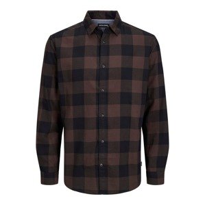 Jack & Jones Plus Košeľa 'Gingham'  námornícka modrá / hnedá