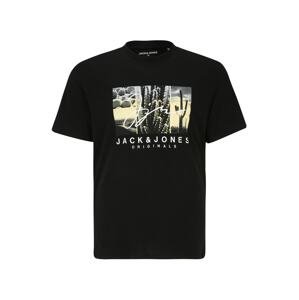 Jack & Jones Plus Tričko 'SPLASH'  pastelovo žltá / antracitová / čierna / biela