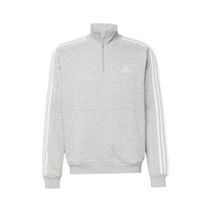 ADIDAS SPORTSWEAR Športová mikina 'Essentials Fleece 3-Stripes '  sivá melírovaná / biela