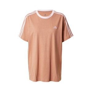 ADIDAS SPORTSWEAR Funkčné tričko 'Essentials 3-Stripes'  svetlohnedá / ružová / biela
