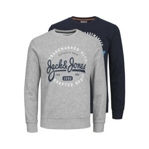 JACK & JONES Mikina 'MIKK'  modrá / námornícka modrá / sivá melírovaná