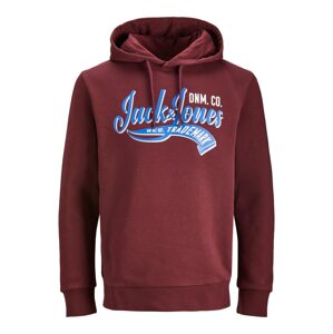 JACK & JONES Mikina  azúrová / vínovo červená / biela