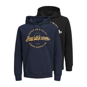 JACK & JONES Mikina 'TANLI'  námornícka modrá / svetložltá / čierna / biela