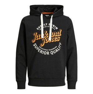 JACK & JONES Mikina 'MIKK'  oranžová / čierna / biela