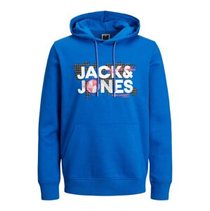 JACK & JONES Mikina 'DUST'  modrá / eozín / čierna / biela