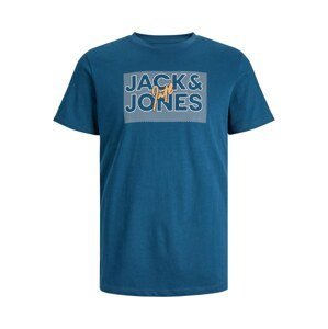 JACK & JONES Tričko 'MARIUS'  modrá denim / medová / biela
