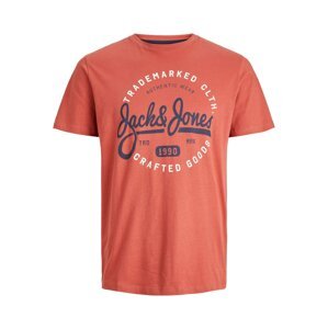 JACK & JONES Tričko 'MIKK'  námornícka modrá / oranžovo červená / biela