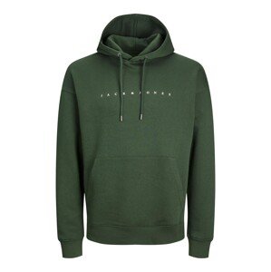 JACK & JONES Mikina 'Star'  tmavozelená / biela