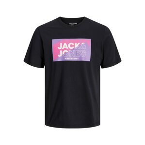 JACK & JONES Tričko  levanduľová / orchideová / čierna / biela