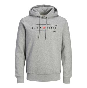 JACK & JONES Mikina 'ELLIOT'  sivá melírovaná / červená / čierna