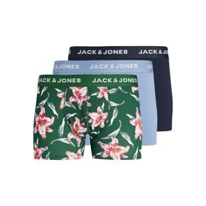 JACK & JONES Boxerky  dymovo modrá / tmavozelená / čierna / biela