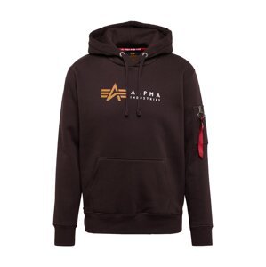 ALPHA INDUSTRIES Mikina  hnedá / pastelovo oranžová / červená / biela