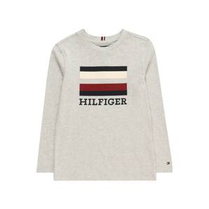 TOMMY HILFIGER Tričko  svetlosivá / červená / vínovo červená / biela