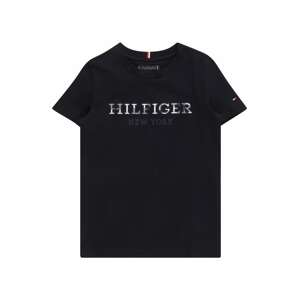 TOMMY HILFIGER Tričko  námornícka modrá / tmavomodrá / strieborná