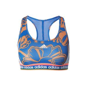 ADIDAS SPORTSWEAR Športová podprsenka 'Farm Rio Medium-Support'  modrá / hnedá / koralová / biela