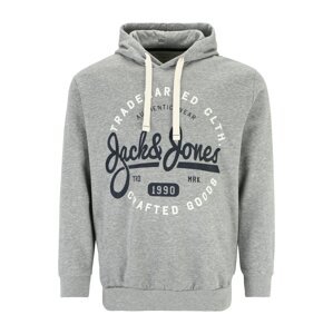 Jack & Jones Plus Mikina 'MIKK'  námornícka modrá / svetlosivá / biela