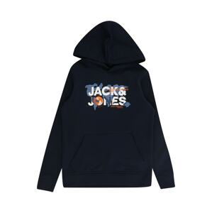 Jack & Jones Junior Mikina 'Dust'  námornícka modrá / kráľovská modrá / oranžová / biela