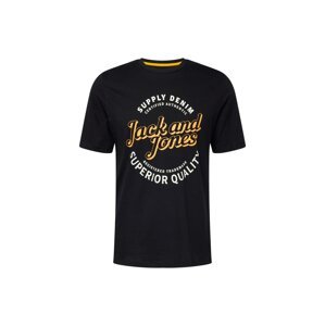 JACK & JONES Tričko 'MIKK'  tmavožltá / čierna / biela